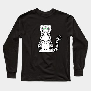 White Minimalist Tiger Long Sleeve T-Shirt